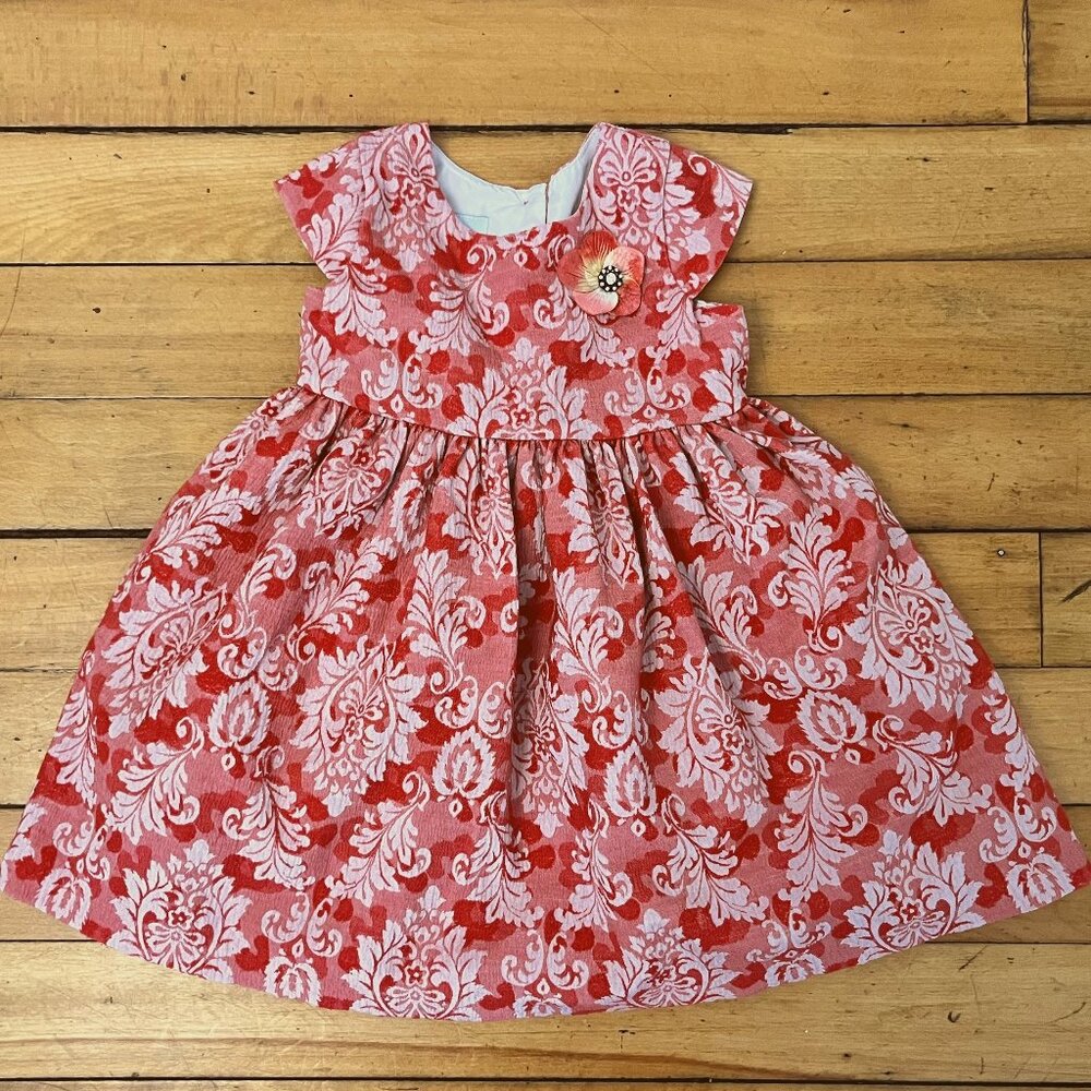 Pippa & Julie Terracotta and Cream Brocade Party Dress, Size 2T